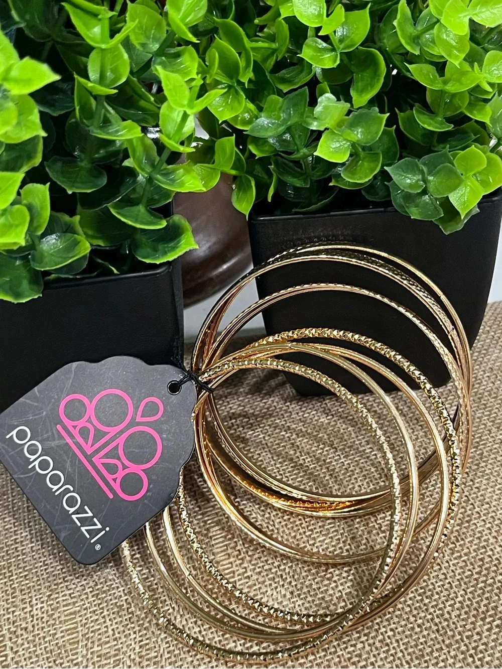 paparazzi Gold Textured Stackable Bangle Bracelet Set